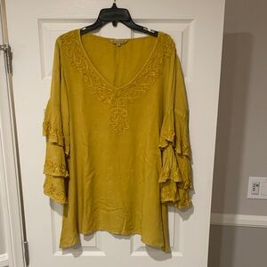 Embroidered Mustard Yellow Women's Top